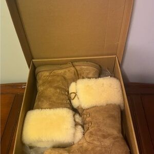 Ugg Tan Suede Boots with Cream Fur Lining
